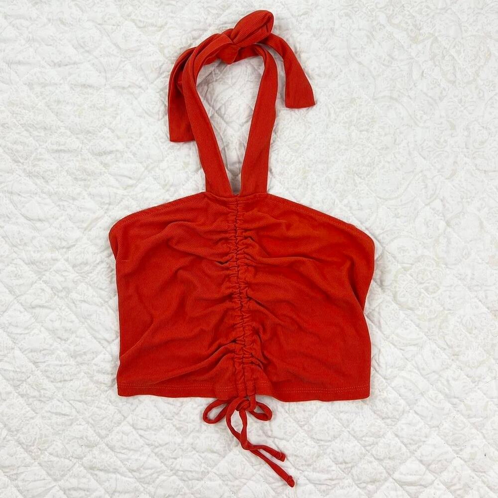 Urban Outfitters Orange Cropped Halter Tank Top